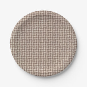 Houndstooth Brown Pattern Paper Plates