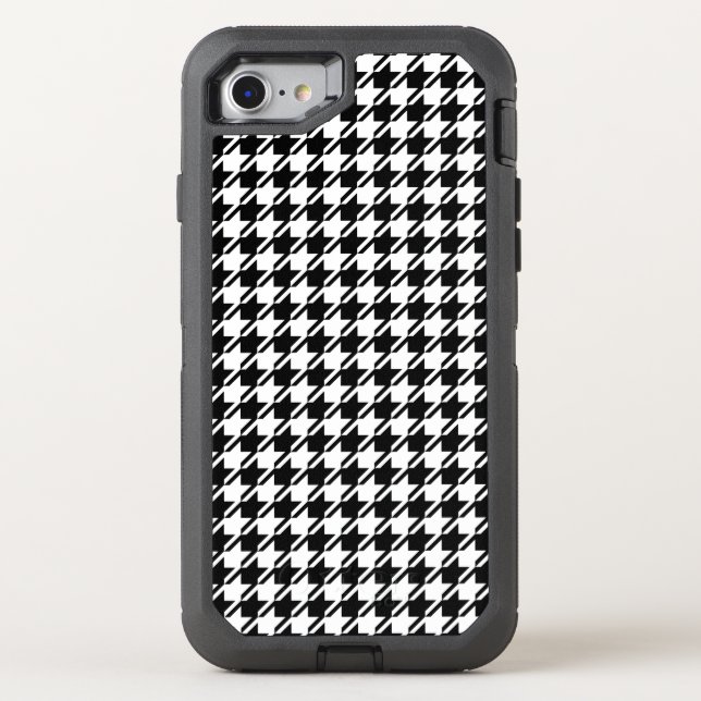 Houndstooth BW Rpt Pattern Otterbox iPhone Case (Back)