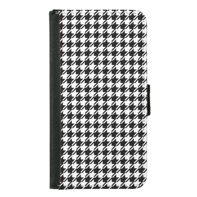 Houndstooth BW Rpt Pattern Samsung Galaxy Wallet Case (Front)
