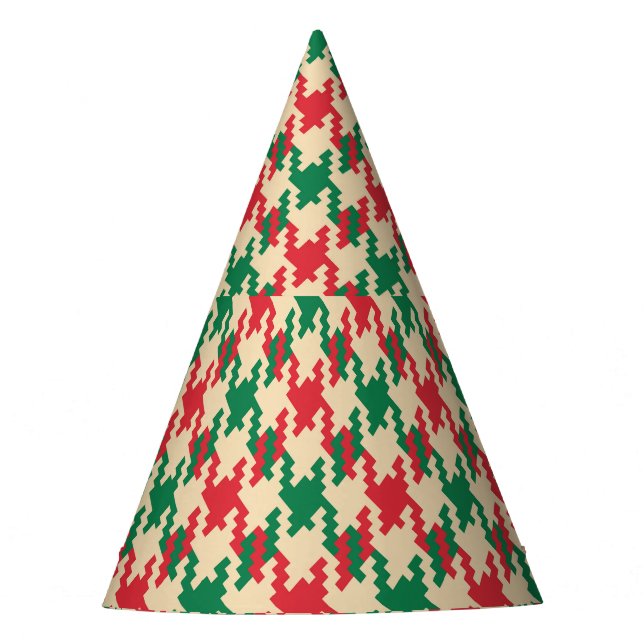 Houndstooth check pattern, dog tooth design. party hat (Front)