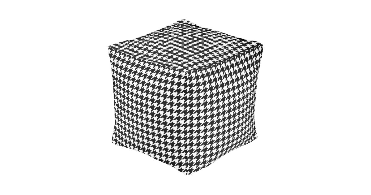 Houndstooth Check Pattern in Black and White Pouf | Zazzle