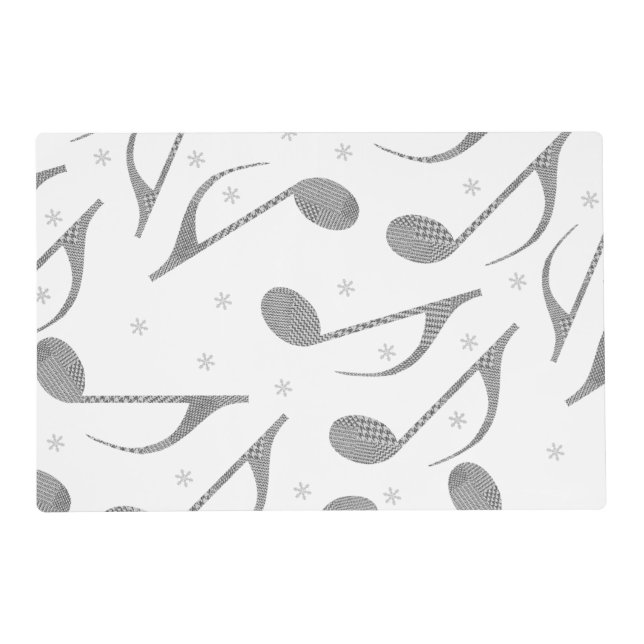 Houndstooth Chic Musical Notes Pattern Placemat (Front)
