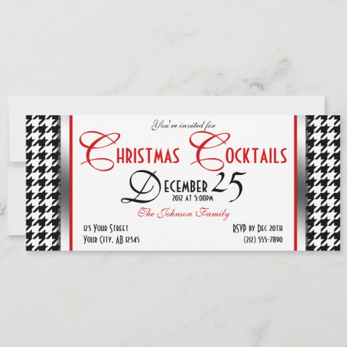 Houndstooth Christmas Cocktail Invitations