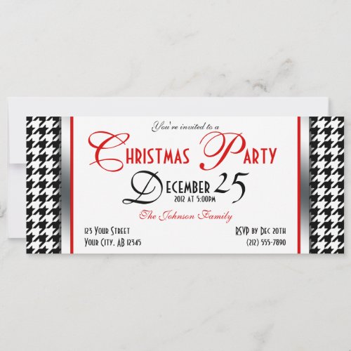 Houndstooth Christmas Party Invitations