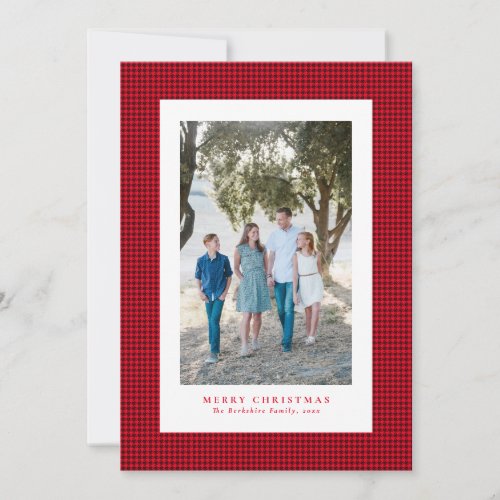 Houndstooth Christmas photo card