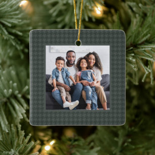Houndstooth classic green one photo Christmas Ceramic Ornament