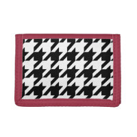 Houndstooth Pattern Long Wallet Tri-Fold For Daily