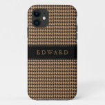 Houndstooth Classic Personalize Case Brown | Black at Zazzle