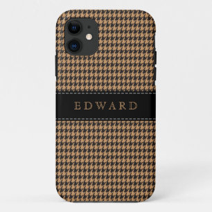 Houndstooth Classic Personalize Case Brown   Black