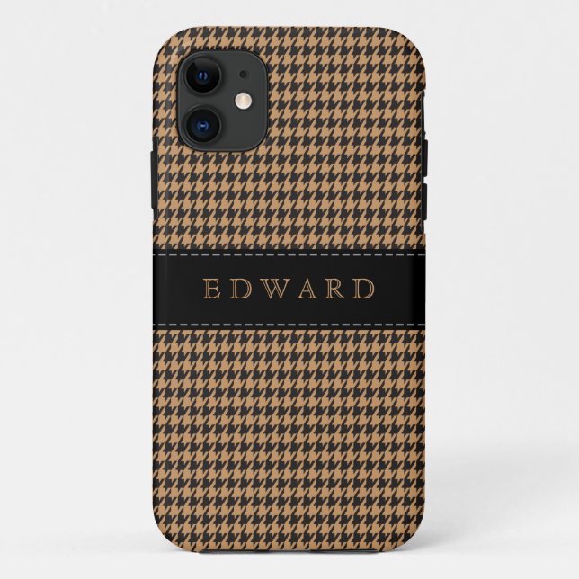 Houndstooth Classic Personalize Case Brown | Black (Back)