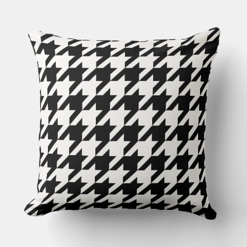 Houndstooth classic weaving black white pattern throw pillow
