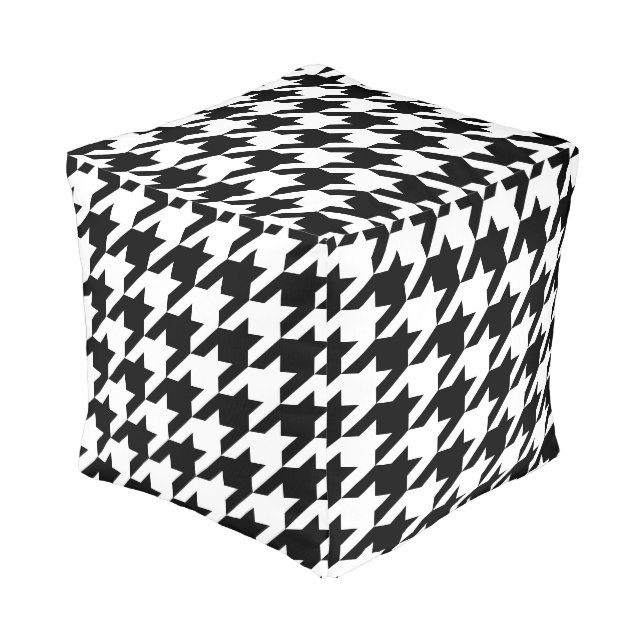 Houndstooth classic weaving pattern pouf (Angled Front)