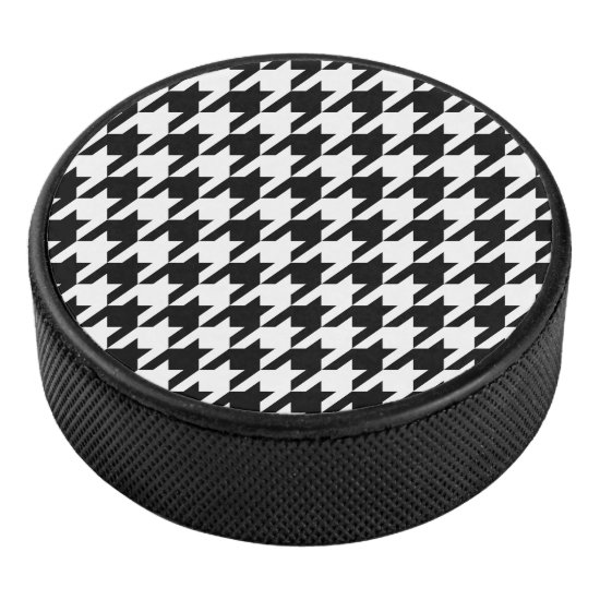Houndstooth - Customize Background Color Hockey Puck