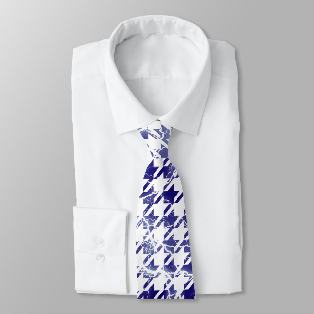 Houndstooth Electrical Lightning Sparks Pattern Neck Tie (Tied)