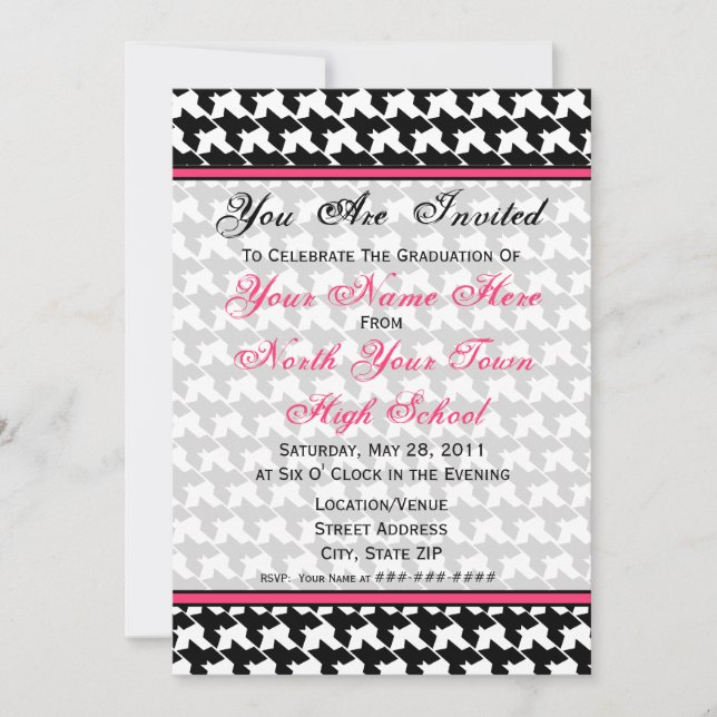 Houndstooth Fashion Graduation Invitation - 2011 (Front)