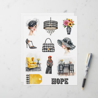 Houndstooth Fashion Themed Scrapbook Paper Cutouts