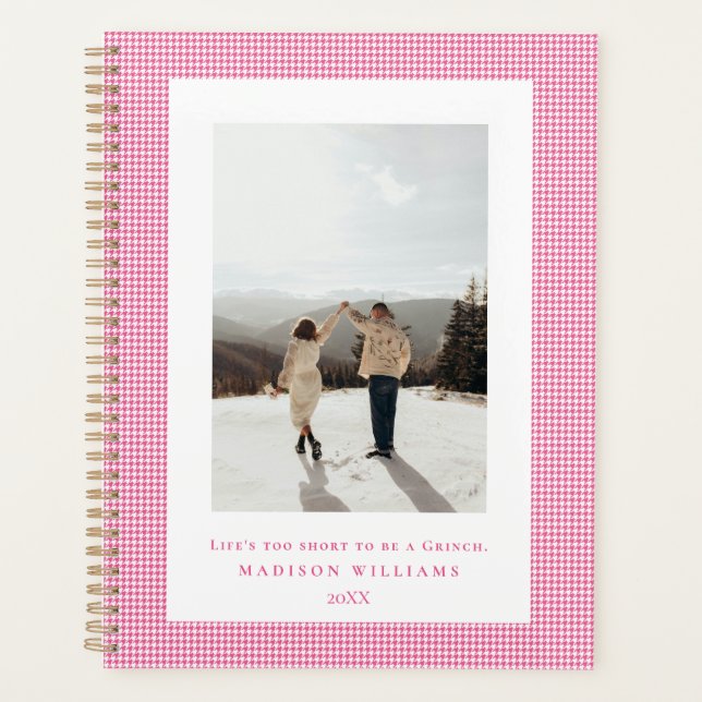 Houndstooth  French Rose frame photo  Planner (Front)