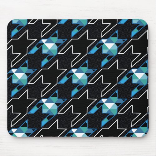 Houndstooth Geometric Patchwork Pattern Mouse Pad