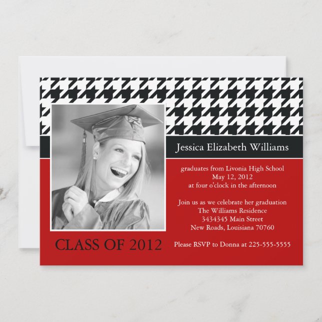 Houndstooth Graduation Invitation (Front)