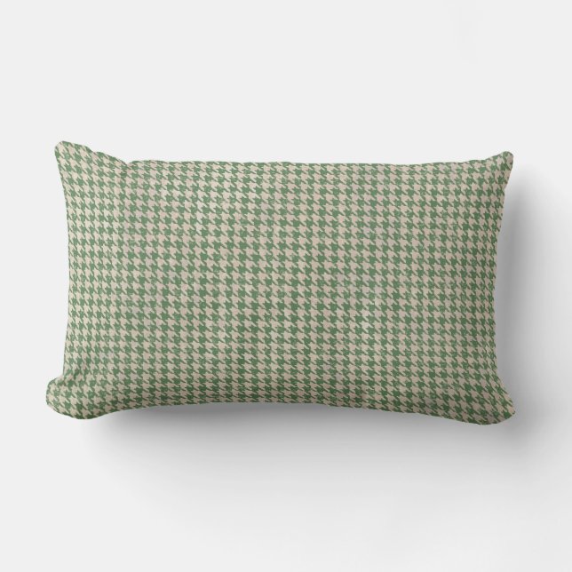 Houndstooth Green Pattern Lumbar Pillow (Front)