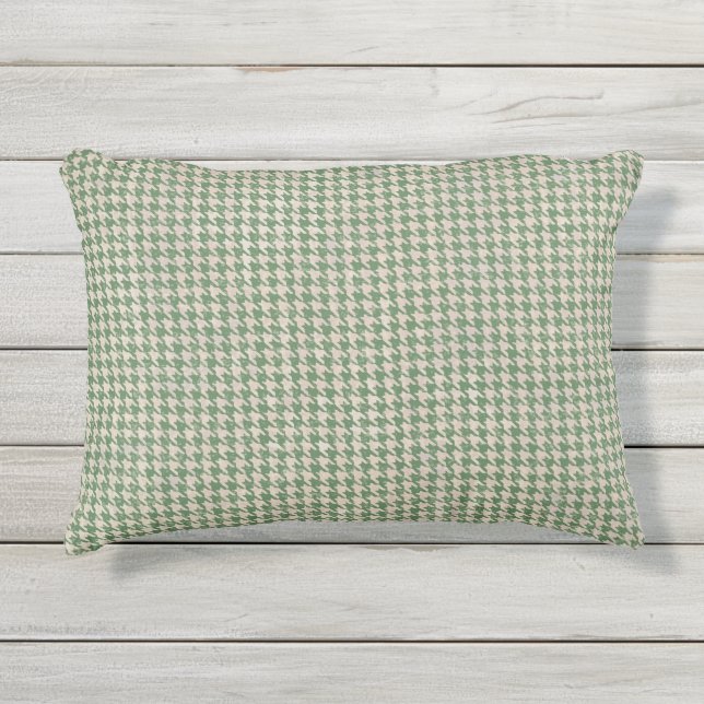 Houndstooth Green Pattern Outdoor Pillow (Front)