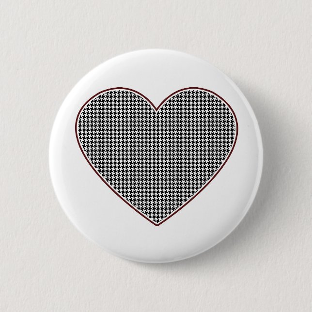 Houndstooth Heart (Tuscaloosa, Alabama) Pinback Button (Front)