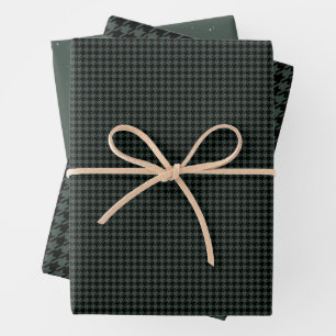 Houndstooth holiday check dark green Christmas Wrapping Paper Sheets