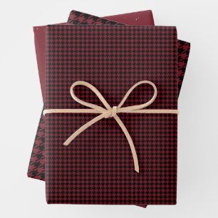 Houndstooth holiday check dark red Christmas Wrapping Paper Sheets