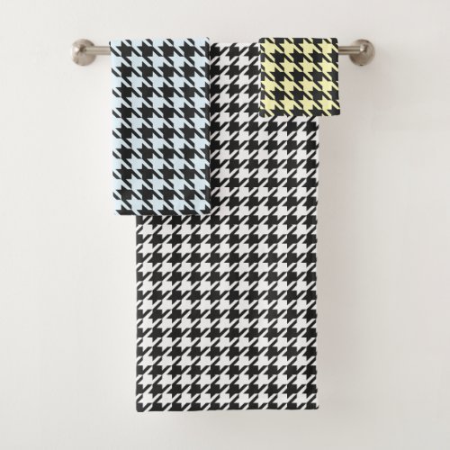 Houndstooth in Black  custom color Bath Towel Set