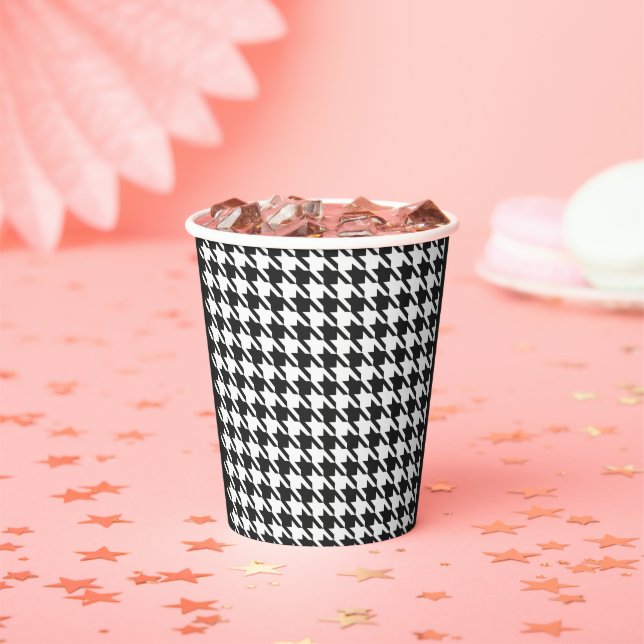 Houndstooth in Black & [custom color] Paper Cups (Insitu)