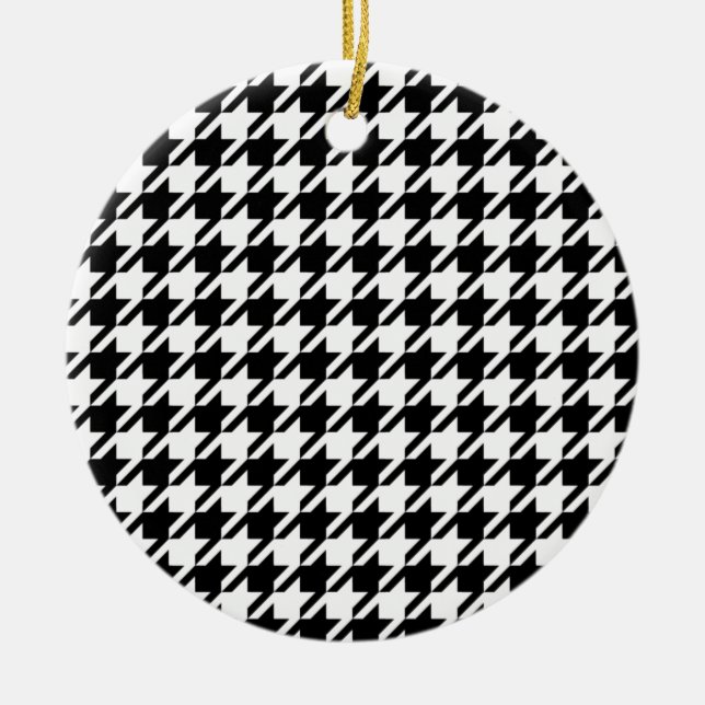 Houndstooth Large Classic Pattern Ceramic Ornament (Front)