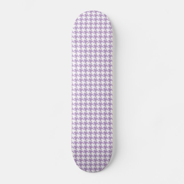 Houndstooth Lilac and White Skateboard Deck (Front)
