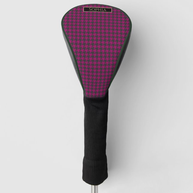 Houndstooth-Magenta- Golf Head Cover (Front)