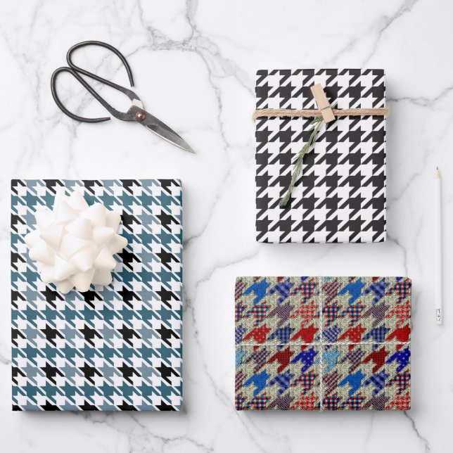 Houndstooth Mix Wrapping Paper Sheets (Front)