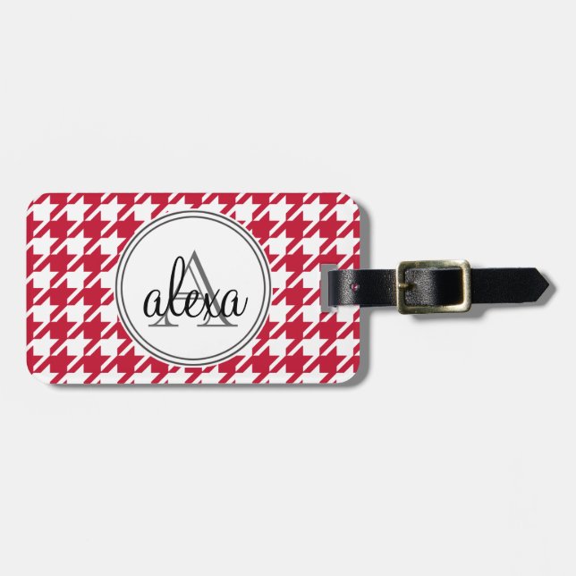 Houndstooth Monogram Luggage Tag (Front Horizontal)