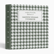 Houndstooth Monogram Recipe 3 Ring Binder