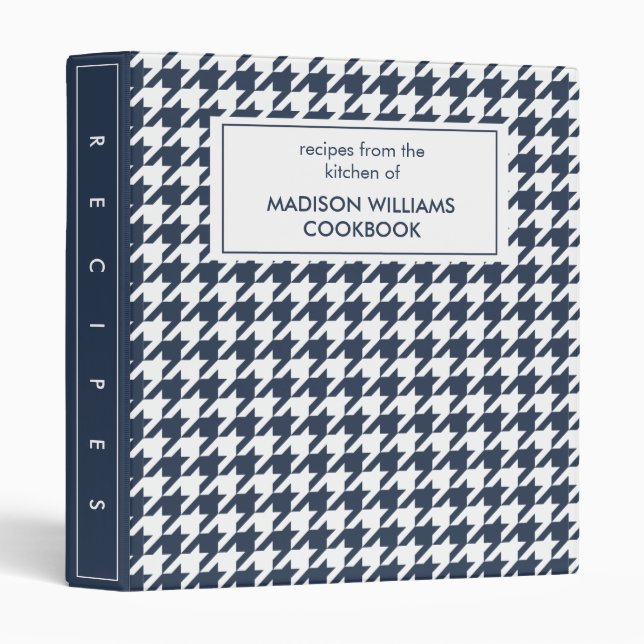 Houndstooth Monogram Recipe 3 Ring Binder (Front/Spine)