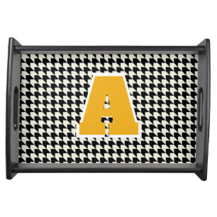 Houndstooth monogram serving tray