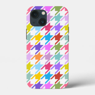 Houndstooth Multicolor+White Big Pattern iPhone 13 Mini Case
