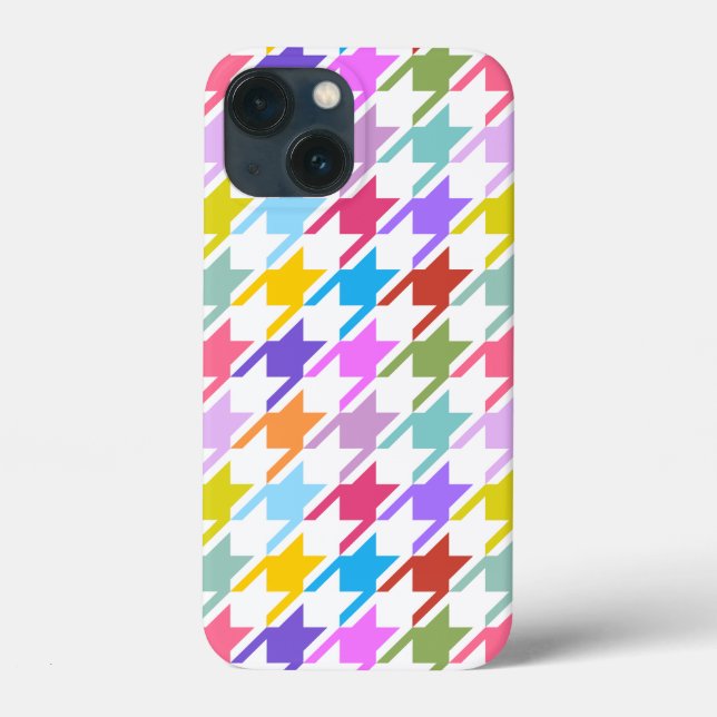 Houndstooth Multicolor+White Big Pattern Case-Mate iPhone Case (Back)