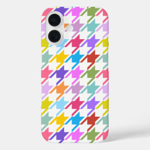 Houndstooth Multicolor+White Big Pattern iPhone 16 Case