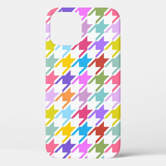 Houndstooth Multicolor+White Big Pattern Case-Mate iPhone Case (Back)