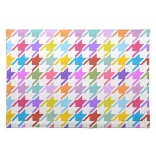 Houndstooth Multicolor+White Big Pattern Cloth Placemat