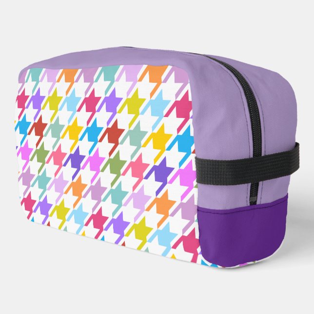 Houndstooth Multicolor+White Big Pattern Dopp Kit (Left Corner)