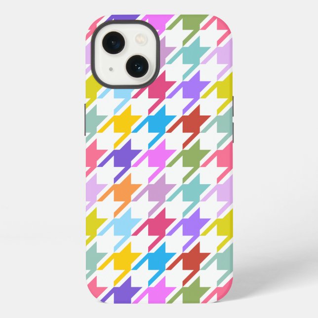 Houndstooth Multicolor+White Big Pattern Iphone Case (Back)