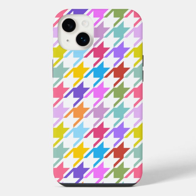 Houndstooth Multicolor+White Big Pattern Iphone Case (Back)