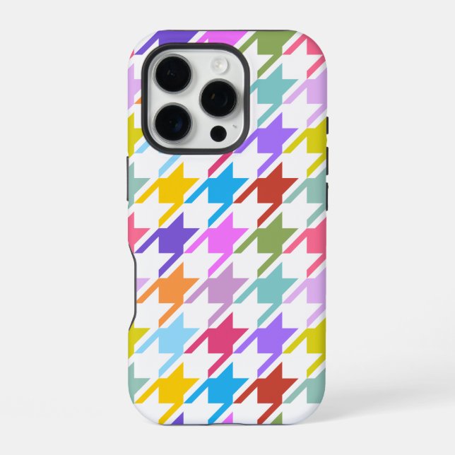 Houndstooth Multicolor+White Big Pattern iPhone Case (Back)