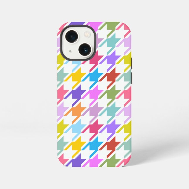 Houndstooth Multicolor+White Big Pattern iPhone Case (Back)