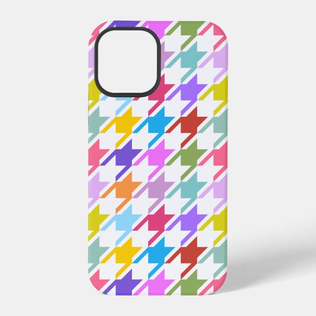 Houndstooth Multicolor+White Big Pattern iPhone Case (Back)