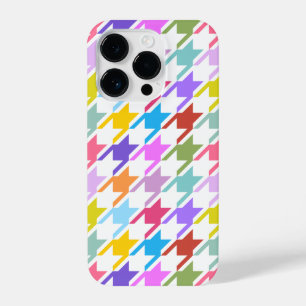 Houndstooth Multicolor+White Big Pattern iPhone 14 Pro Case